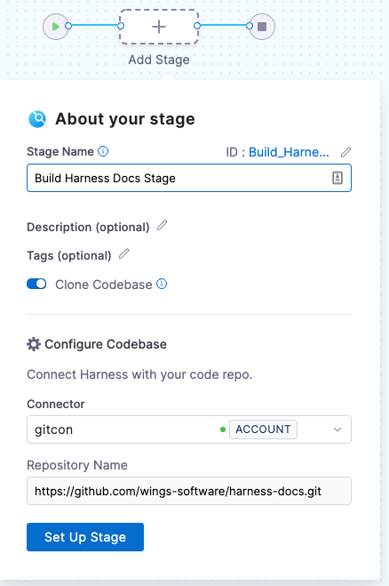 Configuring the codebase when adding a Build stage.