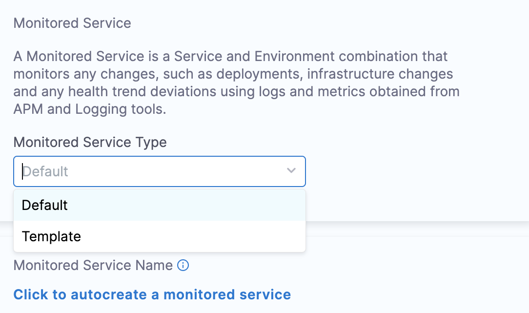 Select Monitored Service Template